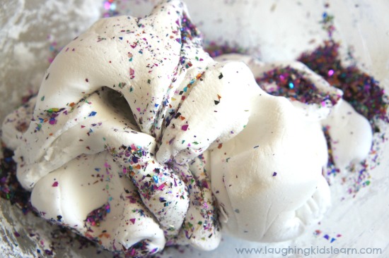 Silky Soft play dough with glitter - easy to make
