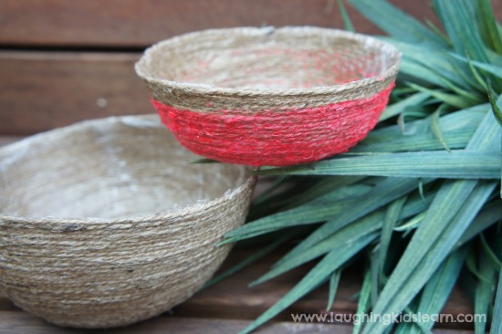 handmade DIY string bowl craft for kids