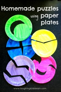 Homemade puzzles using paper plates