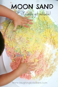 Exploring moon sand for play with kids