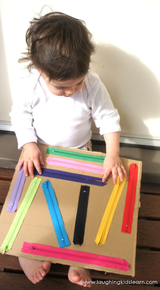 Using the DIY sensory board for babies and toddlers