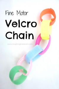 Fine motor activity in making velcro chains