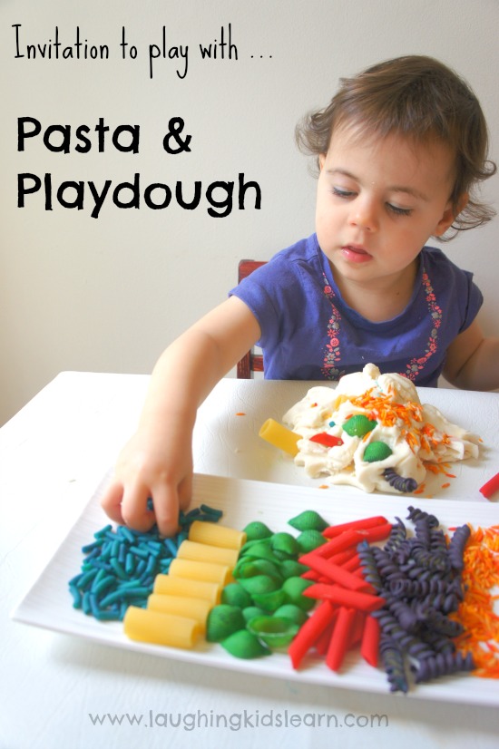 Invitation to play with pasta and playdough