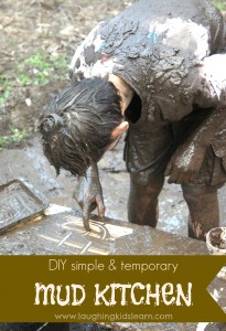 DIY simple and temporary mud kitchen for kids at home