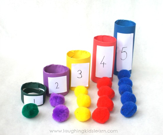 Coloured number counting tubes for kids