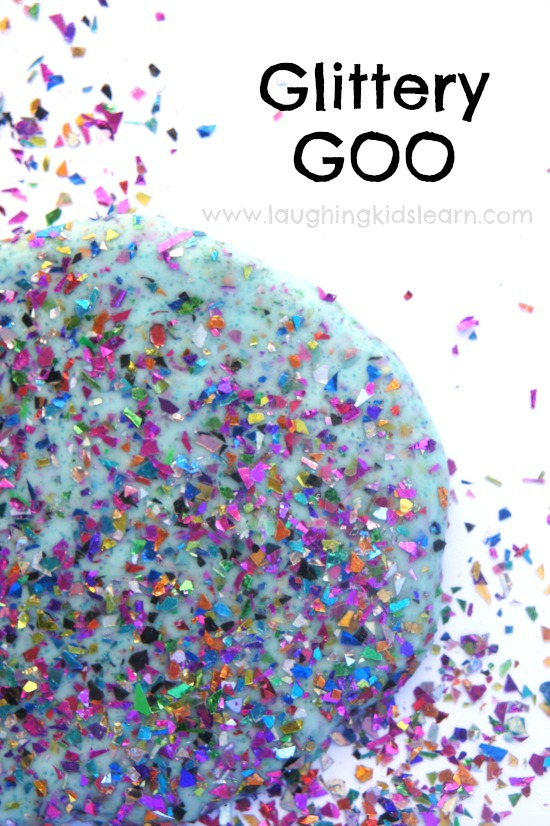 how to make glittery goo for sensory messy fun