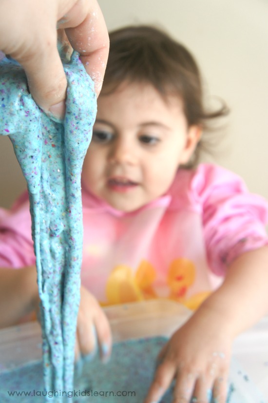 making and playing with oobleck goo with kids