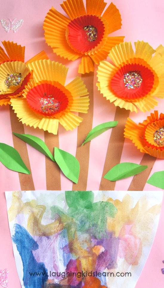 Pretty spring flowers using paper cupcake liners
