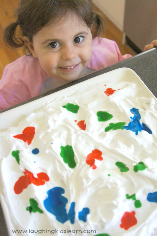 shaving cream and food colouring