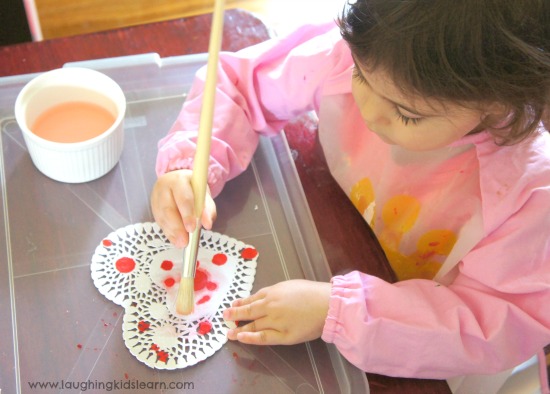 Painting doilies with water