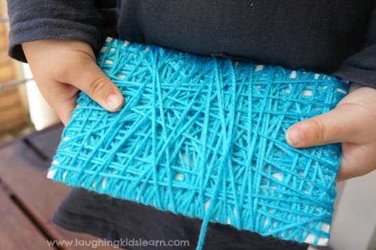 Yarn wrapped rectangle shape