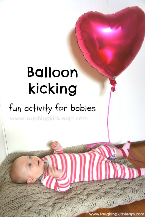 Balloon kicking is a great activity for babies to play