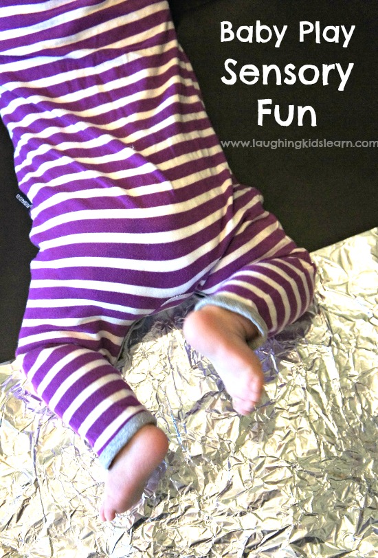 Sensory baby play fun using tin foil 