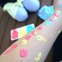 Painting with face paint that stains skin