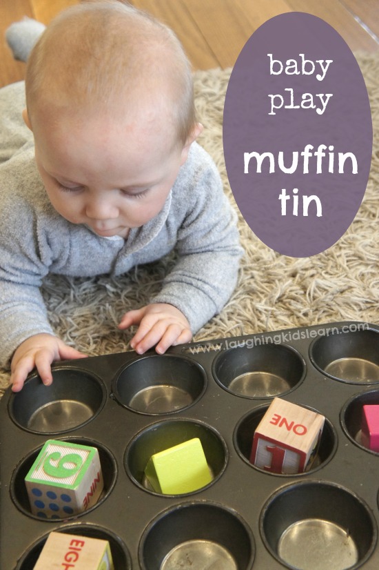 Sensory baby play with a muffin tin