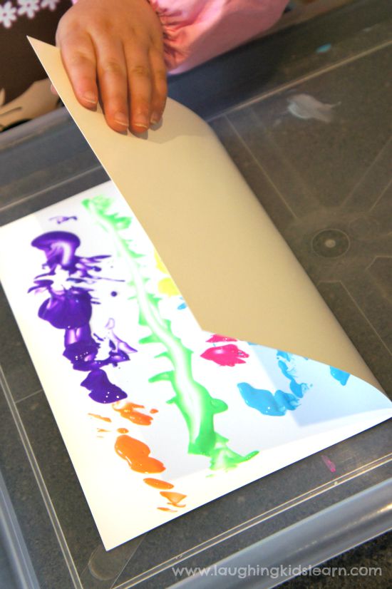 Folding paper with paint activity 