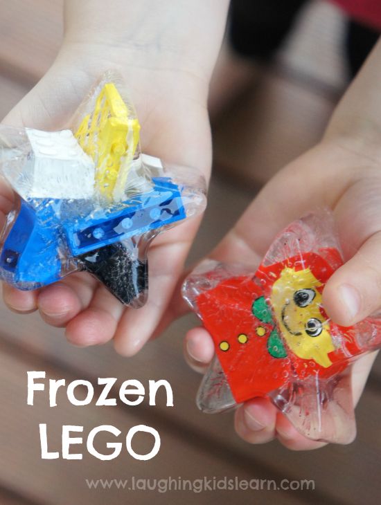 Frozen LEGO pieces in ice