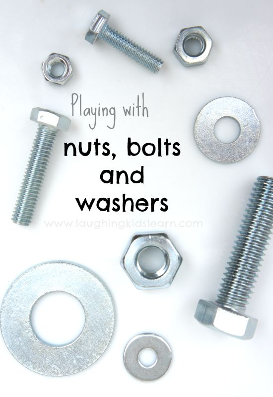 Children will love playing with nuts, bolts and washers