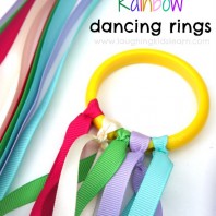 How to make beautiful rainbow dancing rings with ribbons are lots of fun for kids to play with.