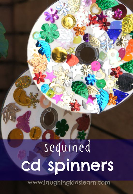 Sequined cd spinners. craft for toddlers or preschoolers