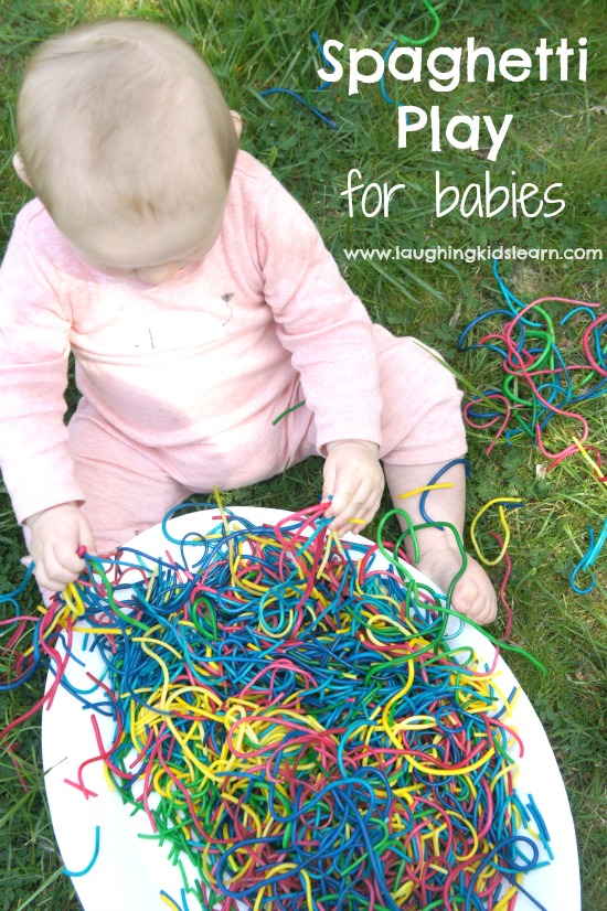 Spaghetti Play for babies is a great sensory play idea 