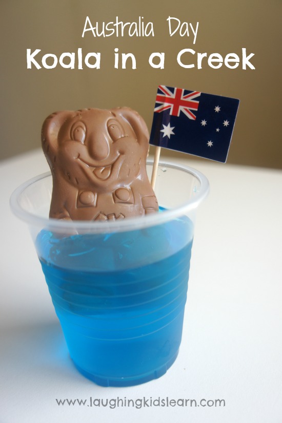 Australia Day food idea. Koala in a creek of blue jelly.