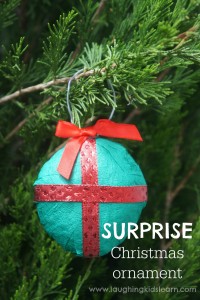 Surprise Christmas ornament to hang on tree and keep the gift receiver guessing.