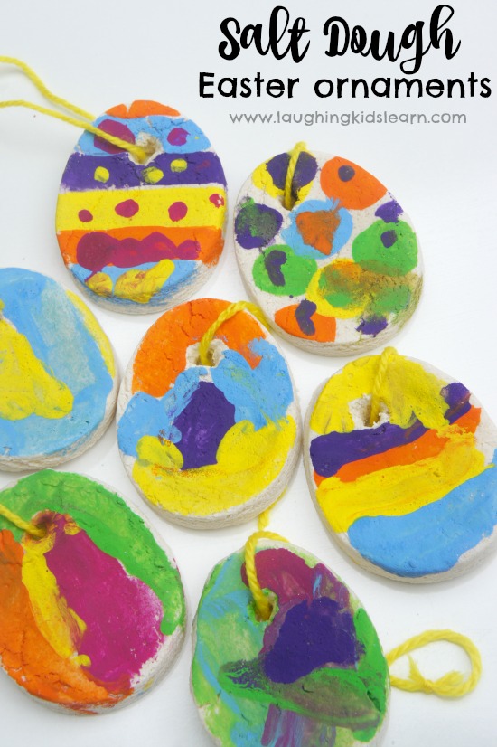 Salt dough Easter ornaments kids can make and paint