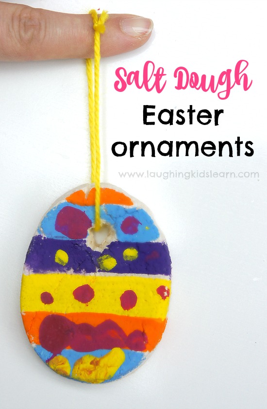 Salt dough Easter ornaments kids can make using a simple recipe. Great fun to decorate and hang. 