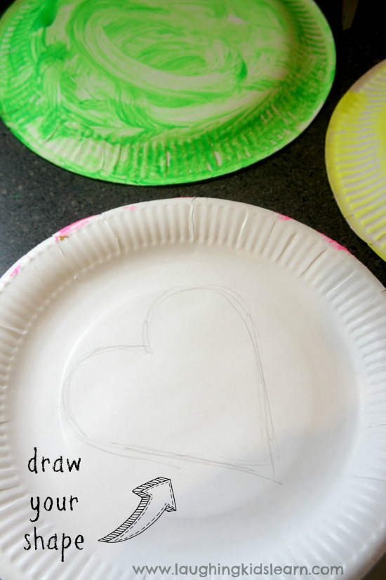draw shape on paper plate and learning about shapes with paper plates