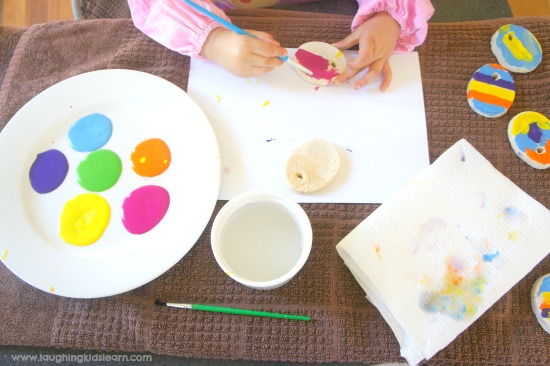 painting station and painting salt dough ornaments