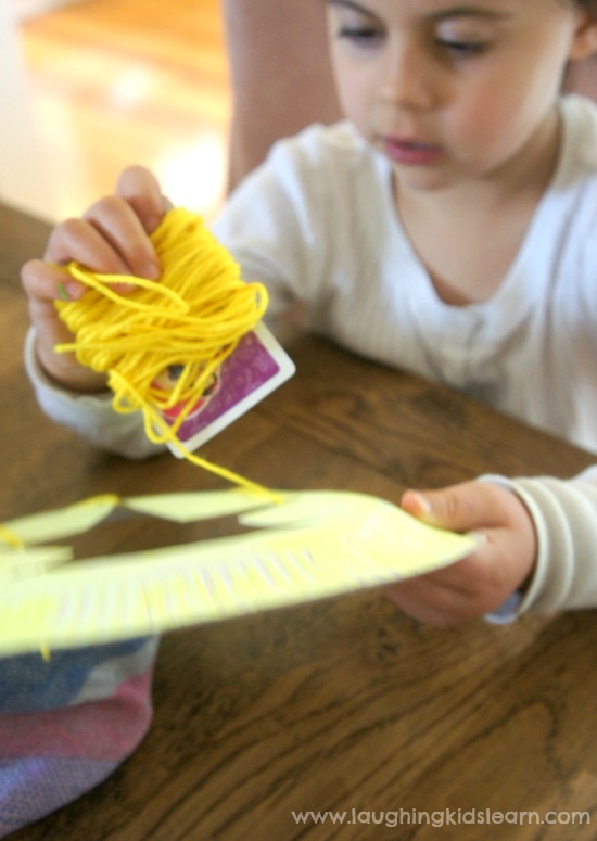 sewing paper plates is great for developing fine motor skills and understanding basic shapes. Fun activity for kids