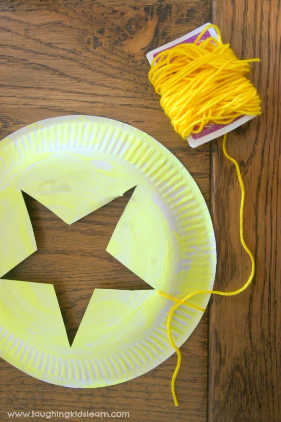 sewing wool with paper plates