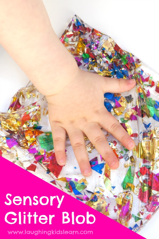Simple sensory bag using glitter and baby oil