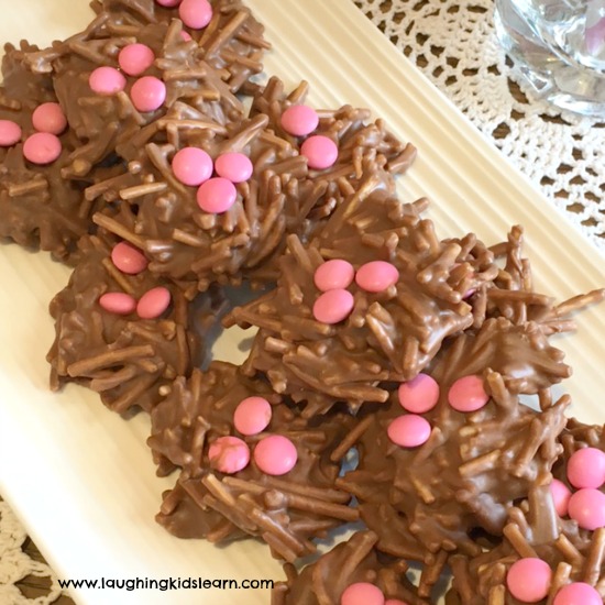 chocolate bird nests for kids to make over Easter or for a party