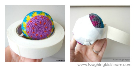 how to make a sticky sensory ball for babies and toddlers