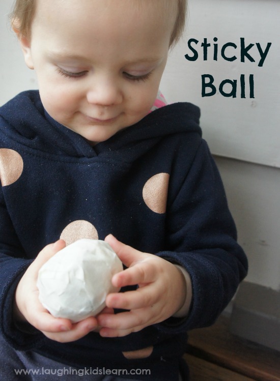 sticky ball sensory play for toddlers and babies