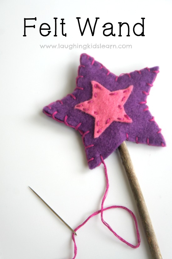 How to make a star felt wand for kids and can be a great gift idea.