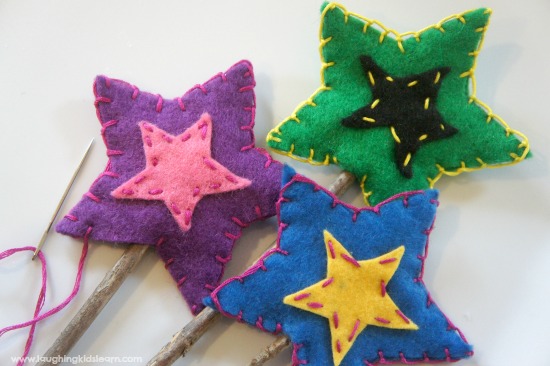 How to make felt star wands that are easy to make and lovely to give as a gift from a child.