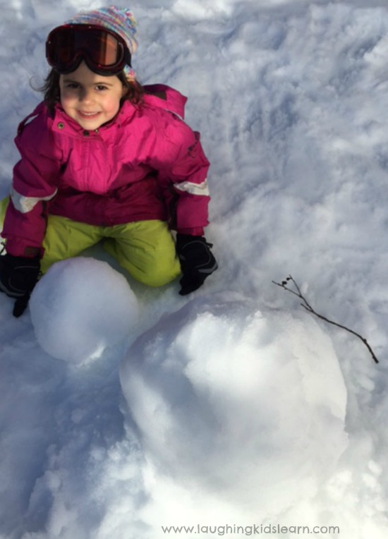 Building a snowman with kids
