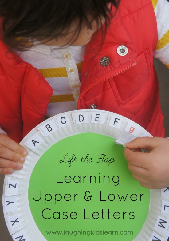 lift the flat to learn upper and lower case letters using a paper plate