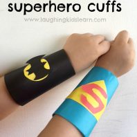how to make superhero cuffs using toilet rolls and paper.