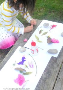 Decorating and adding nature to paper activity