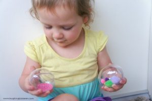 playing with sensory easter eggs