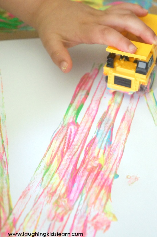 painting with kids and cars
