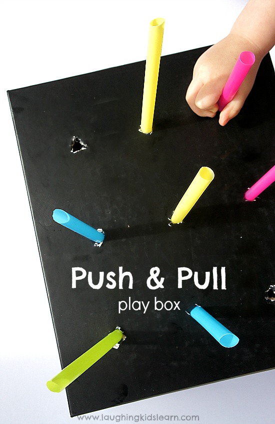 Push and pull homemade toy box for children