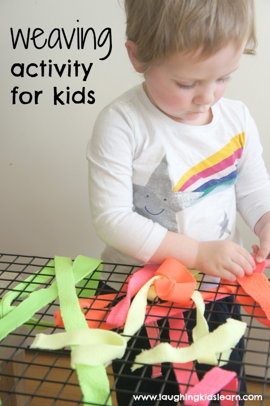 weaving activity for kids and building fine motor skills