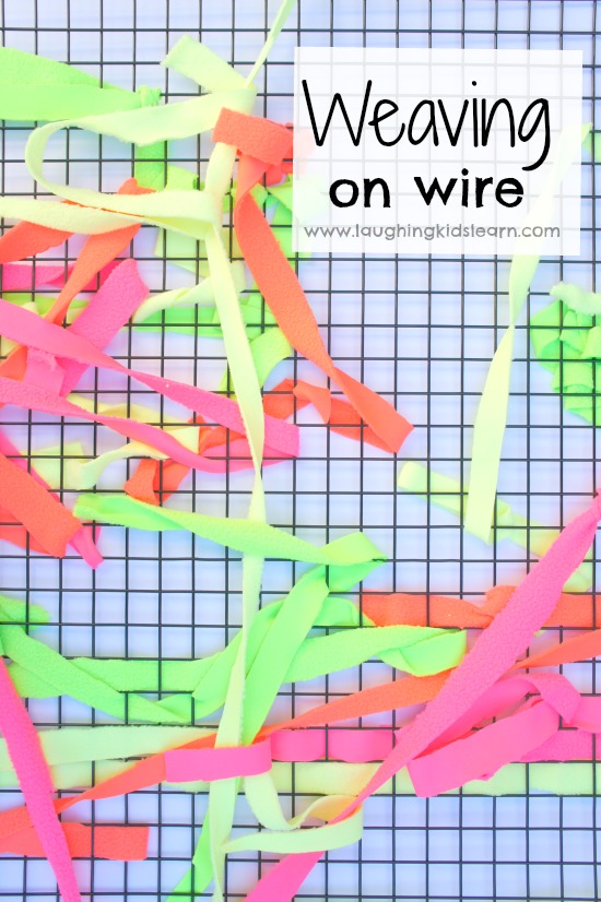 weaving on wire for fine motor activity
