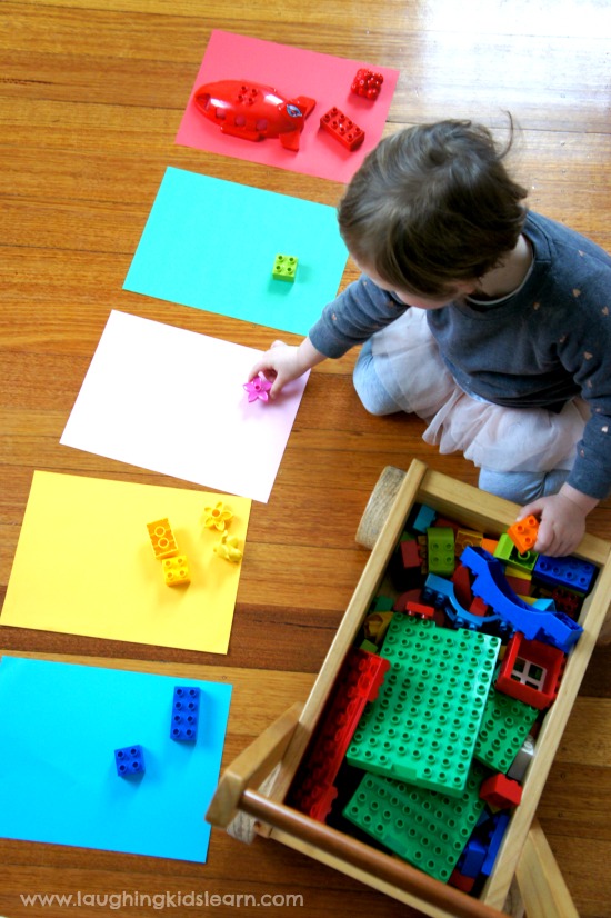 DUPLO LEGO colour matching activity for kids to do at home or school