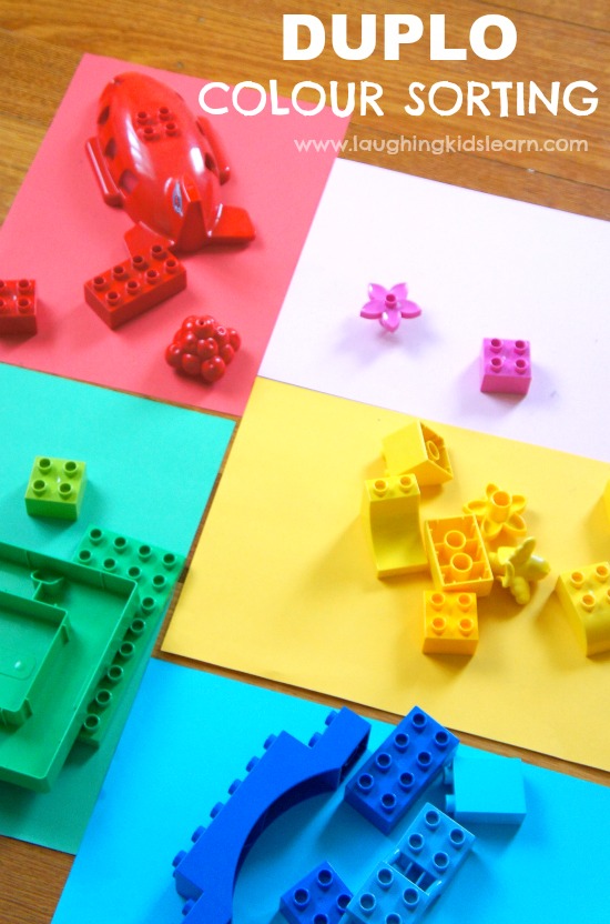 DUPLO colouring sorting challenge